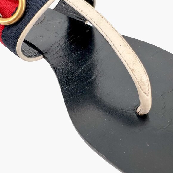 Gucci Horsebit Web Stripe Thong Flat Sandals White Flip Flop Size 38 US 8 Women - Picture 6 of 13